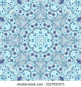 Stylish seamless pattern with geometric elements composition. Ethnic moroccan design. Tile print. Small elements symmetry. Vector collage ornament.