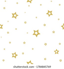 Stylish seamless pattern. Gold stars on a white background. Geometric pattern.