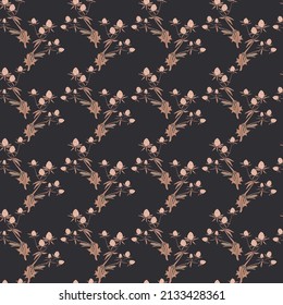 Stylish seamless pattern with golden flowers on a dark background.