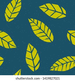 Stylish seamless pattern hand drawn leaves. Floral cute texture. Vector illustration for print, wrapping paper, design.