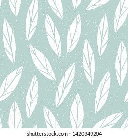 Stylish seamless pattern hand drawn leaves. Floral cute texture. Vector illustration for print, wrapping paper, design.