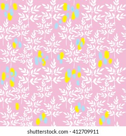Stylish seamless pattern with leaves . Romantic, cute background .
