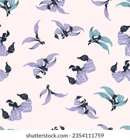 Stylish seamless pattern with lily flowers. Botanical vector background, print, design
