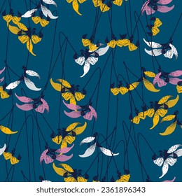 Stylish seamless pattern with lily flowers. Botanical vector background, print, design