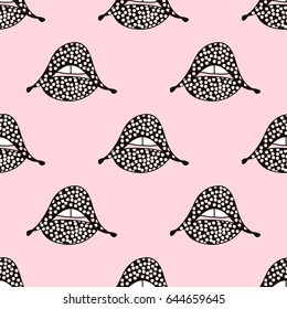 Stylish seamless pattern with lips. Fashion trendy background. Vector Illustration