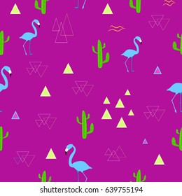 Stylish seamless pattern pink flamingo vector