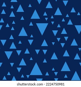 Stylish seamless pattern with randomly dispoused triangles. Blue color. Vector illustration for fabric print. wallpapers, gift wrap