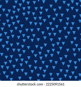 Patrón impecable con triángulos dispersados al azar. Color azul. Ilustración vectorial para impresión de tela. papeles de pared, envoltura de regalo
