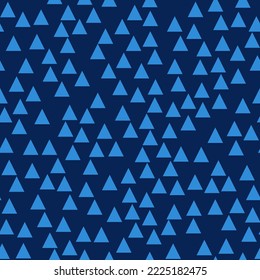 Stylish seamless pattern with randomly dispoused triangles. Blue color. Vector illustration for fabric print. wallpapers, gift wrap