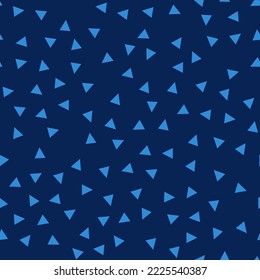 Patrón impecable con triángulos dispersados al azar. Color azul. Ilustración vectorial para impresión de tela. papeles de pared, envoltura de regalo