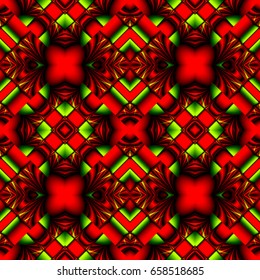 stylish seamless pattern reflecting and refracting elements of the rhombic structures in fire colors