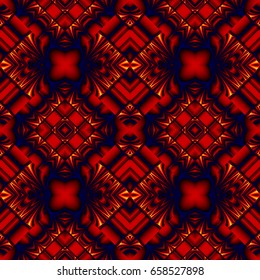 stylish seamless pattern reflecting and refracting elements of the rhombic structures in fire colors