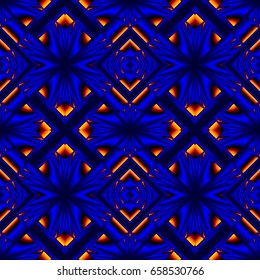 stylish seamless pattern reflecting and refracting elements of the rhombic structures in fire colors