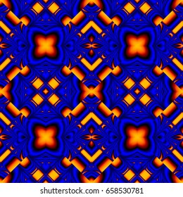 stylish seamless pattern reflecting and refracting elements of the rhombic structures in fire colors