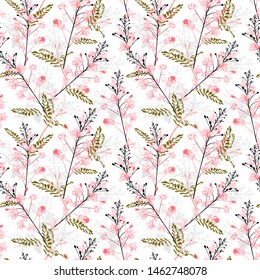  Stylish Seamless pattern repeat in vector of blooming peacock florals design for fashion,fabric ,web,wallaper ,wrapping and all prints on white background color