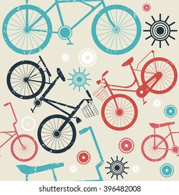 Stylish seamless pattern with retro bicycles can be used for your creative ideas. Vector image.