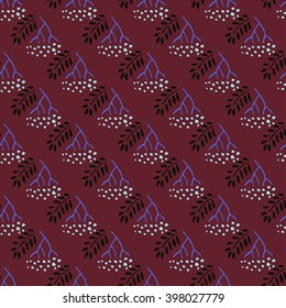 Stylish seamless pattern in Scandinavian style with berries and leaves . Vector freehand drawing