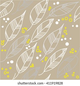 
Stylish seamless pattern in Scandinavian style. Plant leaves . vector drawing by hand.