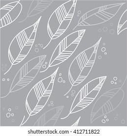 Stylish seamless pattern in Scandinavian style. Plant leaves . vector drawing by hand.