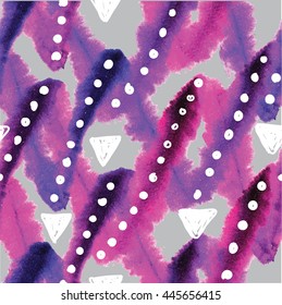 Elegante patrón sin fisuras en estilo escandinavo. Pintura de acuarela de textura y dibujo de Vector a mano. Fondo Abstractas con zigzags .
