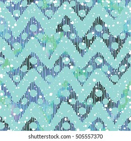 Stylish seamless pattern in Scandinavian style. Vector drawing by hand. Abstract background with zigzags .