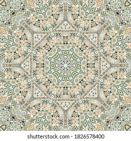 Stylish seamless pattern of simple geometry shapes composition. Ethnic indonesian motif. Packaging print. Small elements texture. Vector patchwork ornament.