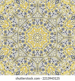 Stylish seamless pattern of simple geometry shapes structure. Ethnic moroccan design. Tile print. Small elements geometry. Vector embroidery ornament.