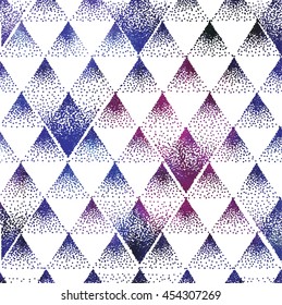 Stylish seamless pattern with triangles in a Scandinavian style . Vector freehand drawing . 
Drawing points .