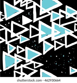 Stylish seamless pattern with triangles in a Scandinavian style . Vector freehand drawing .