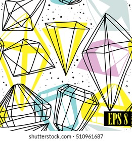 Stylish seamless pattern with triangles in a Scandinavian style . Vector freehand drawing .