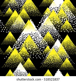 Stylish seamless pattern with triangles in a Scandinavian style . Vector freehand drawing . 
Drawing points .