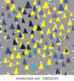 Stylish seamless pattern with triangles in a Scandinavian style . Vector freehand drawing .