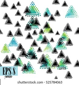 Stylish seamless pattern with triangles in a Scandinavian style . Vector freehand drawing .