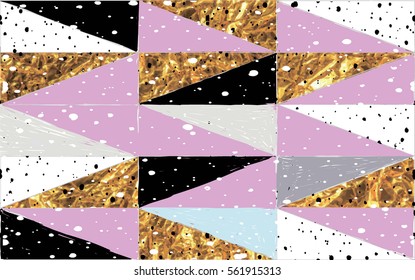 Stylish seamless pattern with triangles in a Scandinavian style . Vector freehand drawing .