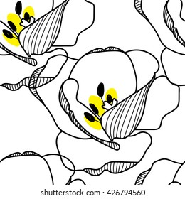 
Stylish seamless pattern with tulips in a Scandinavian style .