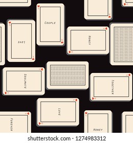 Stylish Seamless pattern vector Cute good meaning of love wording cards with hearts in valentine vibes design for fashion,fabric,wallpaper,web, and all prints on black