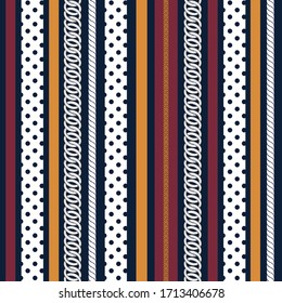 Stylish Seamless pattern vector EPS10 background with silver chains,polka dots with colorful vertical striped ,Design for fashion,fabric,web,wallaper,wrapping and all prints