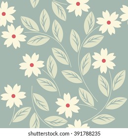 Stylish seamless pattern with white flowers can be used for design fabric, backgrounds, wrapping paper, package, covers, linen and more ideas.