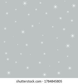 Stylish seamless pattern. White twinkling stars on a gray background. Geometric pattern. Background for Merry Christmas and Happy New Year.