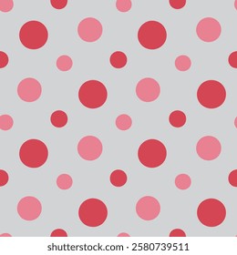 A stylish seamless pink and red dots pattern, perfect for backgrounds, textiles, and digital designs. This elegant yet playful design adds charm to any creative project.