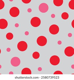 A stylish seamless pink and red dots pattern, perfect for backgrounds, textiles, and digital designs. This elegant yet playful design adds charm to any creative project.