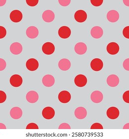 A stylish seamless pink and red dots pattern, perfect for backgrounds, textiles, and digital designs. This elegant yet playful design adds charm to any creative project.