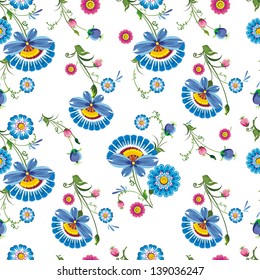 Stylish Seamless summer flowers pattern, vector elegance background