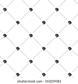 Stylish seamless texture with silhouettes of unicorns. Repeated pattern. Black unicorns on a white background. It can be used as wallpaper, upholstery, wrapping, fabric or your design.
