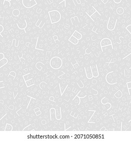 Stylish seamless vector alphabet pattern. Fashion grey repeatable background.