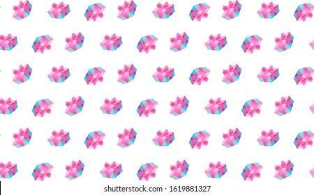 Stylish seamless vector background. Holiday gifts with pink ribbon. 
Pattern saturated color for printing on packaging, wrapping paper, textiles.