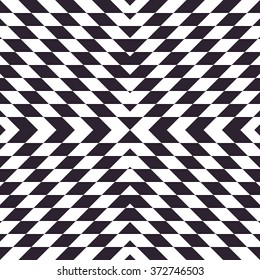 Stylish Seamless Vector Geometrical Pattern for Textile Design. Black and White Psychedelic Rhombus Background
