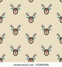 Stylish seamless vector pattern with color decorative deer icon