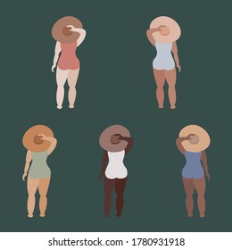 
Diseño vectorial sin costura de Chicas en una playa de color verde de fondo. Diferentes tonos de piel mujeres para tela o superficies diferentes.
