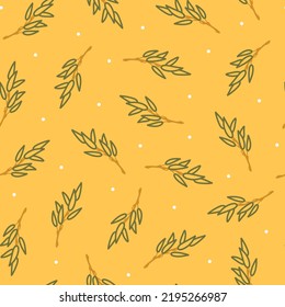 Stylish seamless vector pattern with tree branches. Scandinavian style line floral texture. Abstract twigs background for wrapping paper, packaging, gift, fabric, wallpaper, textile, apparel.